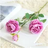 Fleurs Décoratives Couronnes Artificielle Western Rose 3 Tête Pivoine Fête De Mariage Décor À La Maison Soie Matériaux Fleur Faux Drop Delivery Dhgnv