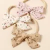 Pasgeboren Bows Baby Hoofdband voor Meisje Katoen Strik Haaraccessoires Nylon Band Dunne Elastische Haarband Kids Fotografie Hoofddeksels