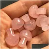 Stone 2Cm Cute Rose Quartz Mini Mushroom Plant Statue Natural Carving Home Decoration Crystal Polishing Gem Drop Delivery Jewelry Dhz84