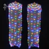 Stage Wear Colorful LED Fan Bone More Belly Dance Performance Silk Fans Shining Rainbow 1 Pc Pair With Batteries1939