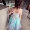 女の子のドレス 女の子のドレス キッズサマーファッション ガールズドレス フラワー 子供用 ノースリーブ スイートドレス ユニコーン レインボーレース服 2-8歳 Z230704