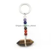 Sleutelhangers 7 Chakra Kralen Bedels Natuursteen Pijler Sleutelhanger Mode Genezing Reiki Sleutelhouder Boho Sieraden Auto Sleutelhanger Voor Vrouwen Dro Dhuwy