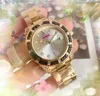 Montre De Luxe 日本クォーツムーブメントメンズ腕時計 41 ミリメートル自動日付輝く虹ダイヤモンドリング時計固体上質ステンレス鋼バンドスーパー複数の色時計