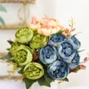 Fleurs séchées 27 cm belle pivoine artificielle en soie filée de haute qualité fausses fleurs pour la décoration de jardin de mariage en famille bricolage artisanat fait à la main