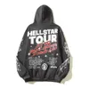 Fashion Hellstar Hoodie Mens Hoodie Hellstar Vintage Distressed Flame Graffiti Print Loose Hoodie High Street Couple Pullover r6PZ#