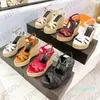 2023-Fashion Designer Wedge Espadrilles Cassandra Cuir Talons Femmes Noir Sandals10.5 CM Talon Boucle Réglable Robe De Mariée Chaussures