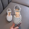Sandals AINYFU Kids Pearl Flats Sandals Girls Princess Rhinestone Party Sandals Children's Leather Hollow Out Beach Shoes Size 2136 J230703