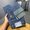 Herr jeans designer sommar tunn mångsidig porslin-chic tryckt modemärke elastisk smal passform små fötter raka ben byxor för män 7ovi