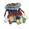 Keychains Lanyards Irregar Ore Stone Nyckelringar 7 Färger Chakra Pärlor Kedjor Gem Charms Healing Crystal Keyrings For Women Män släpper DHKBS