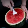 Dinnerware Sets 2 In 1 Watermelon Fork Slicer Multipurpose Watermelon Slicer Cutter Knife Stainless Steel Kitchen Fruit Cutting Fork dropship x0703