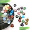 Stone Mini 15Mm Heart Ornaments Natural Rose Quartz Turquoise Stones Decoration Hand Play Handle Pieces Accessories Drop Delivery Jew Dhv2V