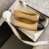 designer Black Ballet Flats Shoes Women Leather Slip Round Toe Ladies Dress Shoes