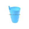 Mokken Plastic St Cup Kinderen Kleur Mok Met Ingebouwd Zomersap Water Snoep Kleur Bekers Drop Levering Thuis Tuin Keuken Eetkamer Bar Dr Dht2R