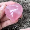 Konst och hantverk Natural Rose Quartz hjärtformad Pink Crystal Carved Palm Love Healing Gemstone Lover Gife Stone Gems Sgh SGSGG Drop Dhnxi