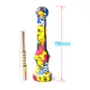 실리콘 흡연 파이프 꿀 수집기 키트 스테인레스 스틸 팁 DAB Straw Oil Rig Smoke Pipe