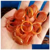 Band Rings 6Mm Wide Pink Green Red Glass Crystal Agate Jade Ring Jewelry Finger For Women Men Drop Delivery Dhdfx