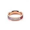 Кластерные кольца титановые стальные градиент циркон золотой с двойными рядами хрустальный кольцо пальца в стиле стиль модные украшения Оптовая подарок KBR191