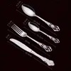 Set di posate Vintage occidentale placcato oro Posate da pranzo Coltelli Forchette Cucchiaini Set di stoviglie di lusso dorate Incisione Set di utensili per la tavola x0703