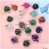 Pendant Necklaces Sier Color Wire Wrap Love Heart Shape Natural Stone Mixed Necklace Jewelry Accessories Making Wholesale Drop Deliv Dhybs