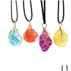 Pendentif Colliers Irregar Galvanoplastie Couleur Cristal Naturel Druzy Druse Fil Wrap Pierre Collier Pour Les Femmes Drop Delivery Bijoux P Dhjm9