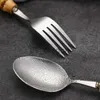 Set di stoviglie Manico in bambù Stoviglie in acciaio inossidabile Stoviglie occidentali Coltello da bistecca Forchetta Cucchiaio Set Include Cucchiaio da dessert Forchette Famiglia x0703