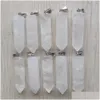 Charms Wholesale Amethyst Natural Rose Quartz White Crystal Fluorite Labradorite Stone Pillar Pendant For Jewelry Making 39Mmx10Mm D Dh5Z6