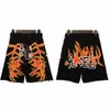 Palm Angel Summer Flame print furred shorts Loose casual men's and women's sports quarter pantsS-XL