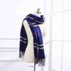 Fashion winter scarves retail for sale 2023 New Autumn and Winter Knitted Plaid Imitation Cashmere Scarf Tassel Shawl Warm Neck