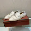 Women's Shoes Fashion Loafer Summer Charms Walk Leather Loafers Classic Boat Shoes Italy Pendant Original Box Comfortable Real Photos