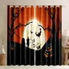 Sheer Curtains Halloween zaciemniające Pumpkins Nietoperze sowy księżyc All Saints Day Party Uśmiechając się przerażające z zasłaniami z okna latającego 230701