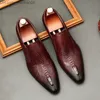 Kleidschuhe, handgefertigt, für Herren, Hochzeit, Oxford, Schwarz, Khaki, echtes Leder, Brogue für Herren, Slip-on, Business, formell, für Herren, Z230704