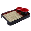 Dinnerware Sets Cold Noodle Plate Plastic Trays Rectangular Set Udon Dish Abs Bamboo Mat Japanese