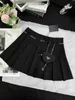 Skirts Designer Sweet and Cool Fashionable High Waisted Pleated Waist Chain, Triangular Packaging Decoration, Half Length Skirt, Slim A-line Short Skirt for