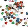 Stone Carved Heart Ornaments Natural Rose Quartz Turquoise Naked Stones Decoration Hand Handle Pieces Diy Necklace Accessories 15Mm Dh3Jz