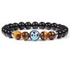 Beaded 12 Zodiac Charm Strengen Armband Constellation Signs Tiger Eye Stone Kralen Armbanden Voor Vrouwen Mannen Paar Horoscoop Mode B Dhrzg