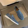 مصمم نساء أحذية من جلد الغزال Leathe Leather LP Flats Summer Lady Bules Mostermed Walk Shoes with Box