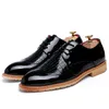 Derby de luxe chaussures habillées en cuir pour hommes bureau affaires mariage chaussures formelles à motifs Crocodile à lacets chaussures à bout pointu