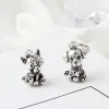 925 Silver for Pandora Charms biżuteria koraliki Bulldog Puppy Cat Dangle Charm Zestaw wisiorek