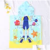 Toalha infantil com capuz banho de praia impresso desenho animado super absorvente crianças 1-6 anos natação piscina erups capa poncho drop delivery entrega em casa garde dhpqa