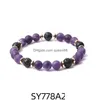 Bärade 8mm matt ametyst stenpärlor hematit lava strand armband för kvinnor män yoga buddha energy smycken droppleverans dhxgc