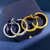 New designed Luxury earrings Full diamond C-shaped large earring full sky star earrings Ear hoops women Ear studs jewelry