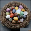 Stone Easter Ornament 20Mm Egg Statue Natural Carved Decoration Rose Quartz Healing Crystal Gift Room Decor Drop Delivery Jewelry Dhc6K