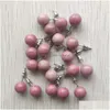 Stud Natural Rose Quartz Stone Round Ball Agate Onyx Beads 10Mm Orecchini Gioielli Per Donna Uomo Cool Simple Style Goccia all'ingrosso Deliv Dhhlh