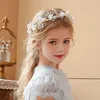 Hair Clips Girl's Accessories Headband Children's Flower Dress Pearl Crown Korean Bride Bridesmaid Romantic Wedding He