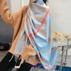 Bur home Boutique plush scarf on sale Korean Autumn Winter Baba Plaid Scarf Long Women's Versatile Thickened and Warm Imitation Cashmere Tassel Shawl