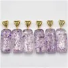 Charms Retro Amethyst Natural Stone Pillar Pendant Wholesale Diy Necklace Jewelry Making 41Mmx17Mmx11Mm Drop Delivery Findings Compon Dhiuu