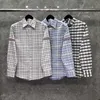 TB THOM chemise printemps automne Plaid hommes chemise marque de mode ruban brassard rayure Desgn coton Oxford décontracté livraison directe chemise WER9