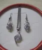 Shiny zircon 925 silver pendant necklace earrings set 2 piece jewelry set