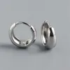 jewelry Classic fashion Authentic 925 Sterling Silver Big White/Gold Smooth Circle Arc Huggie FINE JEWELRY TlE1215