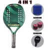 Camewin Adult Professional Full Carbon Beach Tennisracket 4 IN 1 Soft EVA Face Raqueta Met Tas Unisex Uitrusting Padelrackets 230703